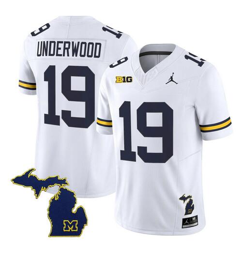 Men's Michigan Wolverines #19 Bryce Underwood White F.U.S.E. 2025 Vapor Limited Stitched Football Jersey